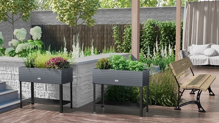 Donica na zioła Ziołownik z nawodnieniem i stelażem 95x40x30cm RD03, Antracyt