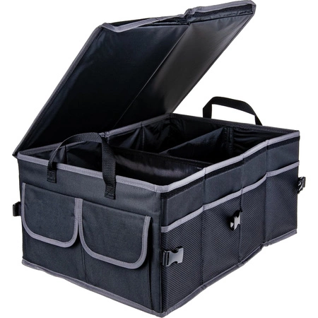 Organizer do bagażnika samochodowego torba usztywniana z przegródkami i pokrywą