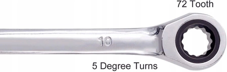 Mocny klucz płasko-oczkowy z grzechotką 19mm CRV