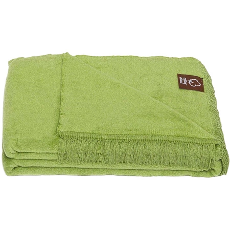 Koc bawełniano-akrylowy z frędzlami Basic Cotton Cloud 150x200cm 430 g/m2 - Zielony