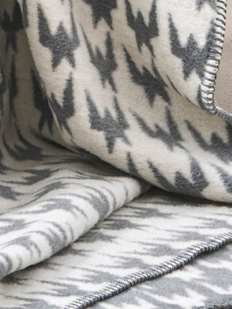 Koc bawełniano-akrylowy pepitka dwustronny Cotton Cloud 150x200cm - Szary/Biały