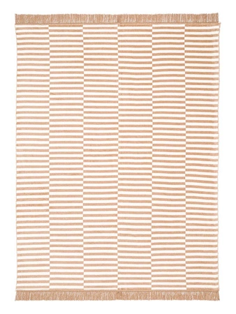 Koc bawełniano-akrylowy plażowe paski z frędzlami dwustronny Cotton Cloud 150x200cm - Brązowy