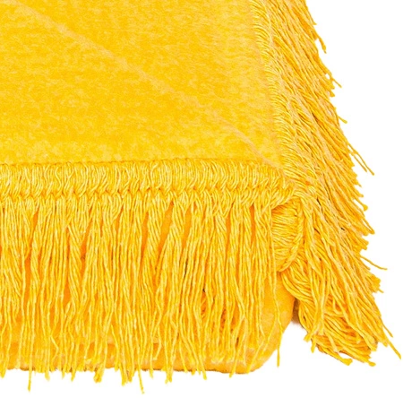 Koc bawełniano-akrylowy z frędzlami Basic Cotton Cloud 150x200cm 430 g/m2 - Żółty