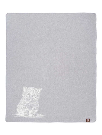 Koc pled bawełniano-akrylowy kot dwustronny Cotton Cloud 165x200cm 500 g/m2 - Szary/Biały