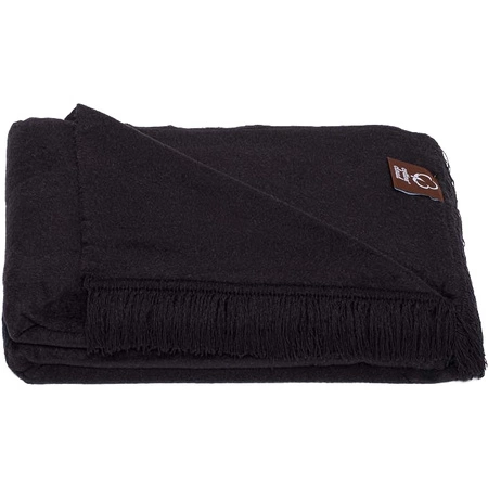 Koc bawełniano-akrylowy z frędzlami Basic Cotton Cloud 150x200cm 430 g/m2 - Czarny