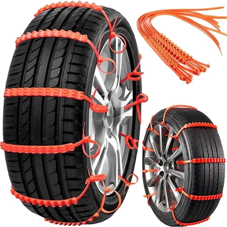 Łańcuchy śniegowe antypoślizgowe opaski samozaciskowe na opony koła, 10szt.