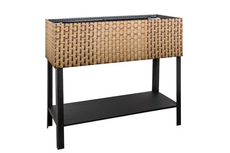 Donica na zioła Ziołownik z nawodnieniem i stelażem 95x40x30cm RD08, Słomkowy