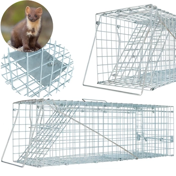 Pułapka żywołapka na kuny, łasice i szczury metalowa składana 60x21x18cm
