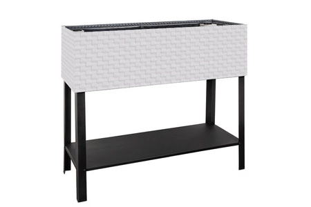 Donica na zioła Ziołownik z nawodnieniem i stelażem 95x40x30cm RD07, Biały