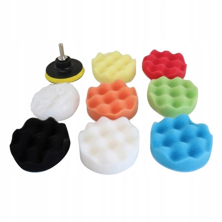 Zestaw gąbek do polerowania lakieru 80mm 9 elementów