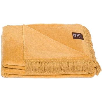 Koc bawełniano-akrylowy z frędzlami Basic Cotton Cloud 150x200cm 430 g/m2 - Musztardowy