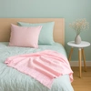 Koc bawełniano-akrylowy z frędzlami Basic Cotton Cloud 150x200cm 430 g/m2 - Jasnoróżowy