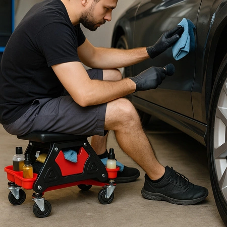 Stołek warsztatowy na kółkach 360° do detailingu 135kg