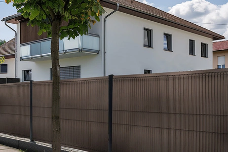 Panel ogrodzeniowy listwy pionowe wąskie 173×250cm RD02, Ciemny brąz