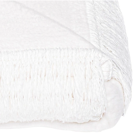 Koc bawełniano-akrylowy z frędzlami Basic Cotton Cloud 150x200cm 430 g/m2 - Śnieżna Biel