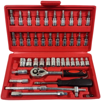 Klucze nasadowe 1/4 zestaw, 46el.