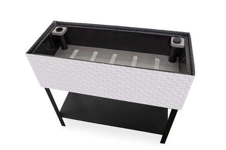 Donica na zioła Ziołownik z nawodnieniem i stelażem 95x40x30cm RD07, Biały