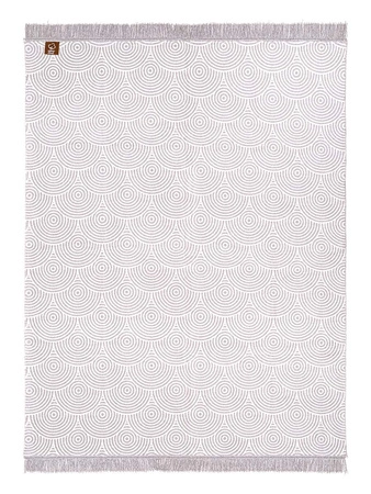 Koc bawełniano-akrylowy rybia łuska z frędzlami dwustronny Cotton Cloud 150x200cm - Szary