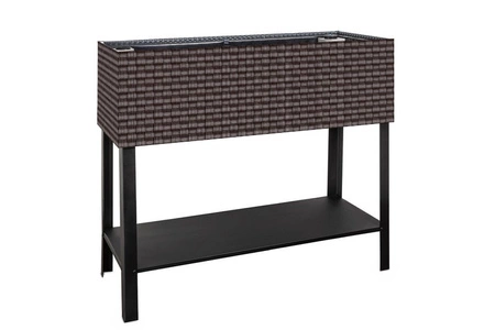 Donica na zioła Ziołownik z nawodnieniem i stelażem 95x40x30cm RD02, Ciemny brąz