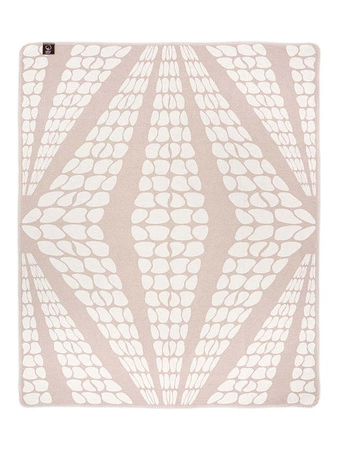 Koc pled bawełniano-akrylowy geomatryczna lilia dwustronny Cotton Cloud 165x200cm 500 g/m2 - Beżowy