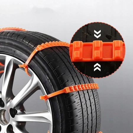 Łańcuchy śniegowe antypoślizgowe opaski samozaciskowe na opony koła, 10szt.