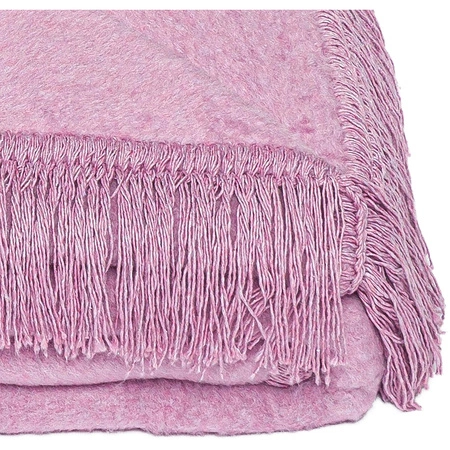 Koc bawełniano-akrylowy z frędzlami Basic Cotton Cloud 150x200cm 430 g/m2 - Wrzosowy