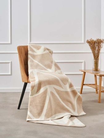 Koc bawełniano-akrylowy fale dwustronny Cotton Cloud 150x200cm - Beżowy