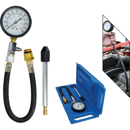 Tester miernik ciśnienia sprężania w silnikach benzynowych 0-20 Bar, 3el.