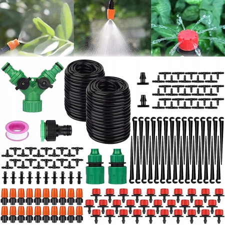 Zestaw do nawadniania ogrodu szklarni trawników kurtyna, wąż ogrodowy 30m + dysze