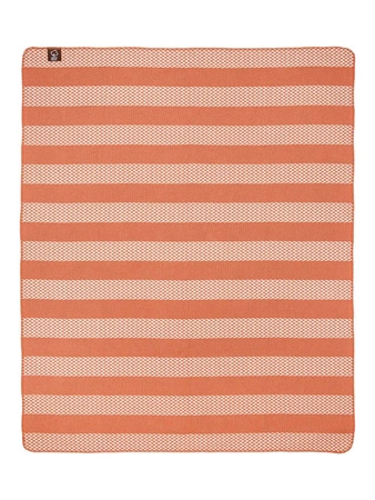 Koc pled bawełniano-akrylowy pasy zygzaki dwustronny Cotton Cloud 165x200cm 500 g/m2 - Pomarańczowy/Beżowy