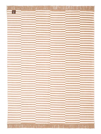 Koc bawełniano-akrylowy plażowe paski z frędzlami dwustronny Cotton Cloud 150x200cm - Brązowy