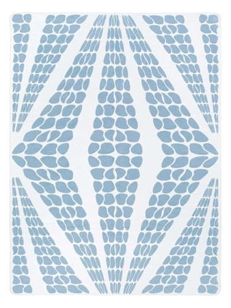 Koc bawełniano-akrylowy geometryczna lilia dwustronny Cotton Cloud 150x200cm - Biały/Niebieski