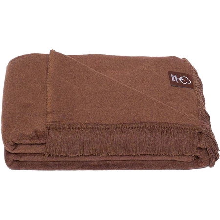 Koc bawełniano-akrylowy z frędzlami Basic Cotton Cloud 150x200cm 430 g/m2 - Ciemnobrązowy