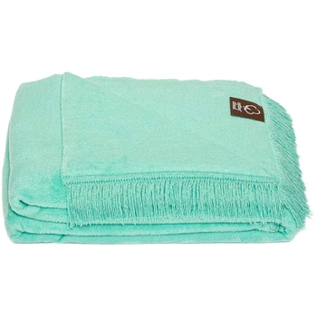 Koc bawełniano-akrylowy z frędzlami Basic Cotton Cloud 150x200cm 430 g/m2 - Miętowy