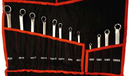 KLUCZE PŁASKO OCZKOWE GIĘTE TORX ZESTAW 6-32 47el