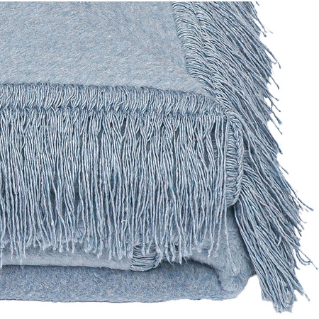 Koc bawełniano-akrylowy z frędzlami Basic Cotton Cloud 150x200cm 430 g/m2 - Morski