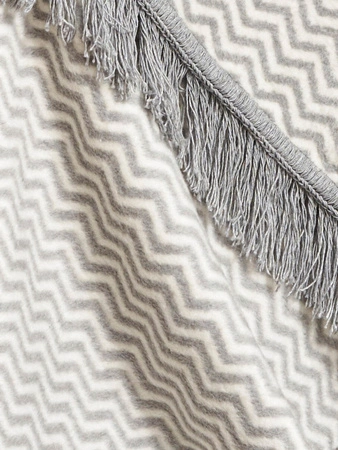 Koc bawełniano-akrylowy zygzak z frędzlami dwustronny Cotton Cloud 150x200cm - Szary