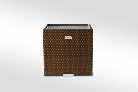 Donica ogrodowa technorattanowa 46x46x46cm RD01 - Brązowy orzech