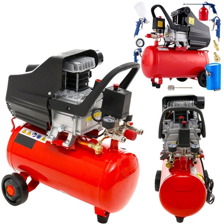 Kompresor olejowy sprężarka 24l + pistolet do malowania, zestaw 8w1 z akcesoriami