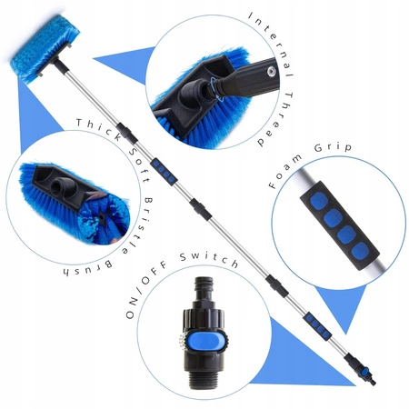 Szczotka teleskopowa do mycia paneli fotowoltaicznych i odśnieżania 5m + gąbka