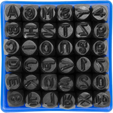 NUMERATORY WYBIJAKI ZNACZNIKI LITERY CYFRY STEMPLE 6MM 36 ELEMENTÓW