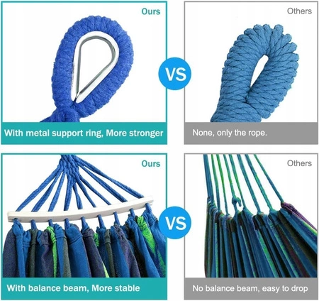Hamak ogrodowy dwuosobowy ze stabilizatorem 190x150cm XXL 200kg + torba