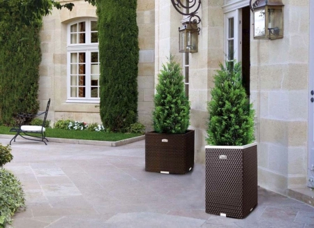 Donica ogrodowa technorattanowa 35x35x60cm RD02 - Ciemny brąz