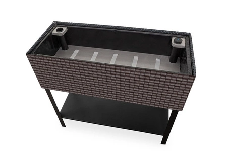 Donica na zioła Ziołownik z nawodnieniem i stelażem 95x40x30cm RD02, Ciemny brąz