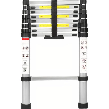 Drabina aluminiowa teleskopowa składana 8-stopniowa 2,6m lekka udźwig 150kg