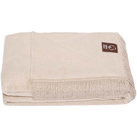 Koc bawełniano-akrylowy z frędzlami Basic Cotton Cloud 150x200cm 430 g/m2 - Szarobeżowy