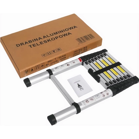 Drabina aluminiowa teleskopowa składana 8-stopniowa 2,6m lekka udźwig 150kg