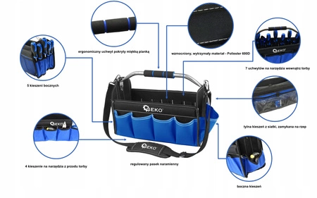 Torba narzędziowa warsztatowa monterska metalowa rączka + pasek