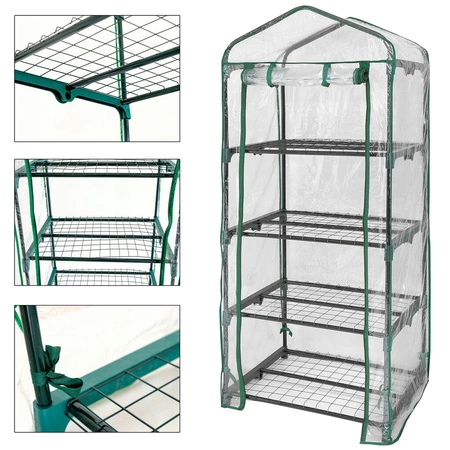 Mini szklarnia ogrodowa balkonowa pionowa foliak 4 półki, 160x70x50 cm