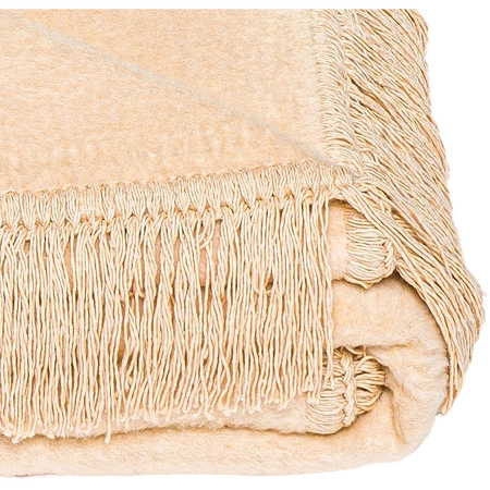 Koc bawełniano-akrylowy z frędzlami Basic Cotton Cloud 150x200cm 430 g/m2 - Jasny Beż